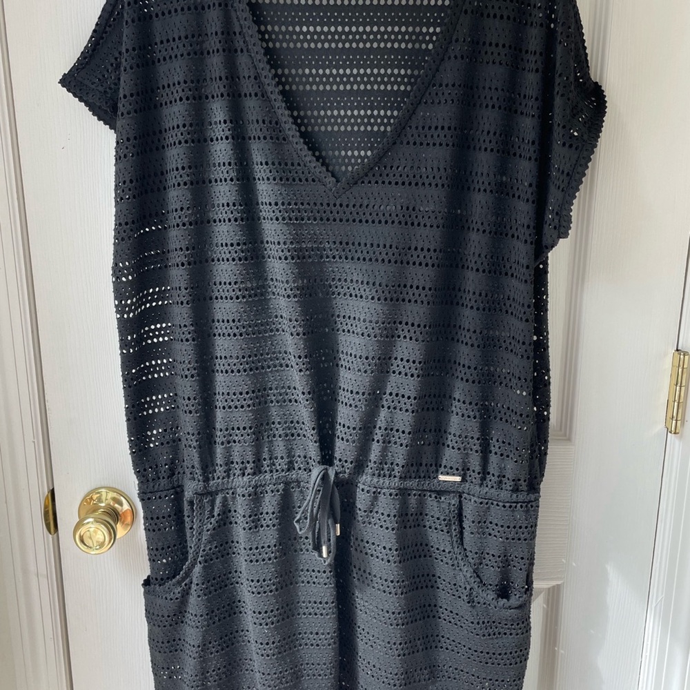 Calvin Klein Black Crochet Swim Cover Up
